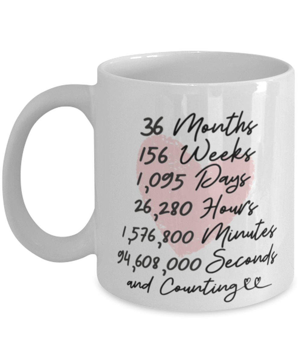 3rd Anniversary Mug for him or her 3 Year and Counting Anniversary Valentine