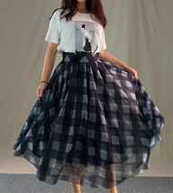 Red Plaid Tutu Skirt Outfit Red Plaid Long Tulle Skirt High Waisted Plaid Skirt image 10