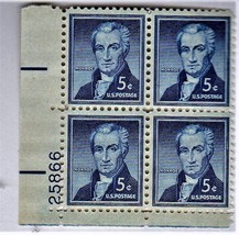 U S Sramp - Monroe 5 Cent Stamps U S Postage (Plate Block Of 4) - $2.00