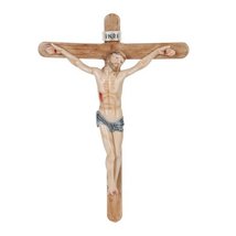 PTC 12 Inch Jesus on The Crucifix with Sign Religious Statue Figurine - $24.74