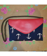 J. Crew Navy &amp; Red Leather Anchor Purse - $40.00