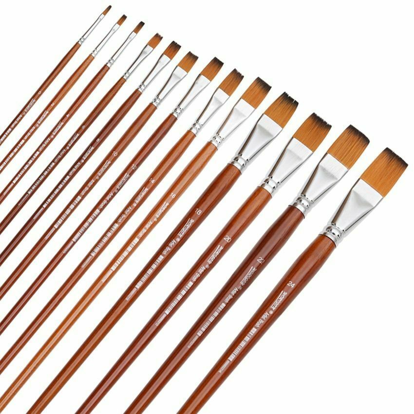 Primary image for 13 Pcs Flat Brushes Long Handle Acrylic Oil Watercolor Artist Professional Paint