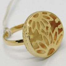 18K YELLOW GOLD RING FINELY WORKED FLOWER CIRCLE CENTRAL DAISY SUN MADE IN ITALY image 4