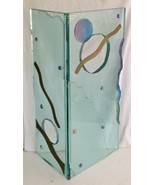 Large Abstract Two Panel Thick Green Glass and Fused Glass Floor Sculpture - $742.50