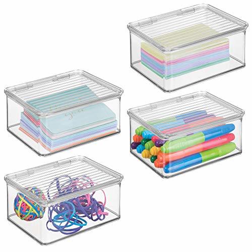 mDesign Small Mini Plastic Stackable Office Supplies Storage Organizer