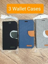 For Samsung Galaxy S6 Bundle 3 Wallet Cover Cases (1Black,1Grey,1Blue) - $11.29