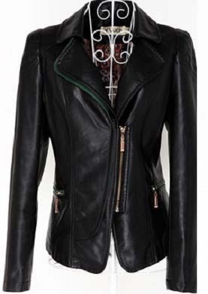 Image of New Handmade Women Black Leather Jacket front pockets women Black Leather Jacket