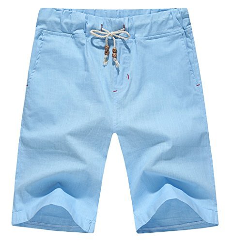 Our Precious Men's Linen and Cotton Casual Classic Fit Short Light Blue ...