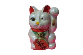 Vtg 1970s Large Chinese Lucky Cat Fortune Cat Piggy Bank Mother Of Pearl... - $49.50