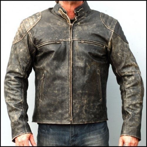 Nfl - Mens motorcycle distressed hooligan leather jacket bikers casual fashion vintage