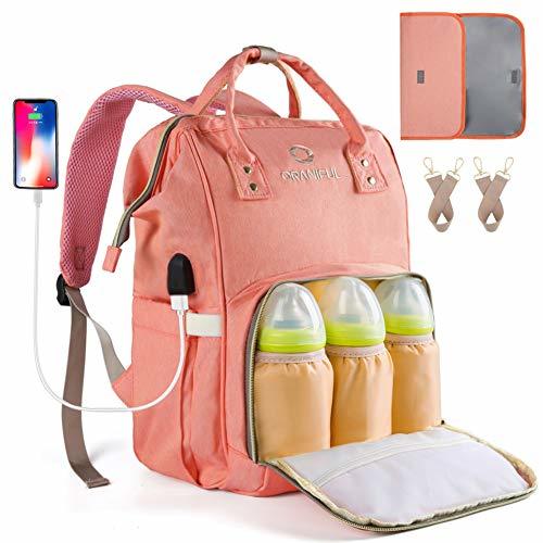 Diaper Bag Backpack for Mom Waterproof Baby Nappy Bags Insulated Bottle