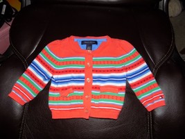 TOMMY HILFIGER MULTI-COLORED STRIPED CARDIGAN SIZE 3/6 MONTHS GIRL&#39;S EUC - $17.00