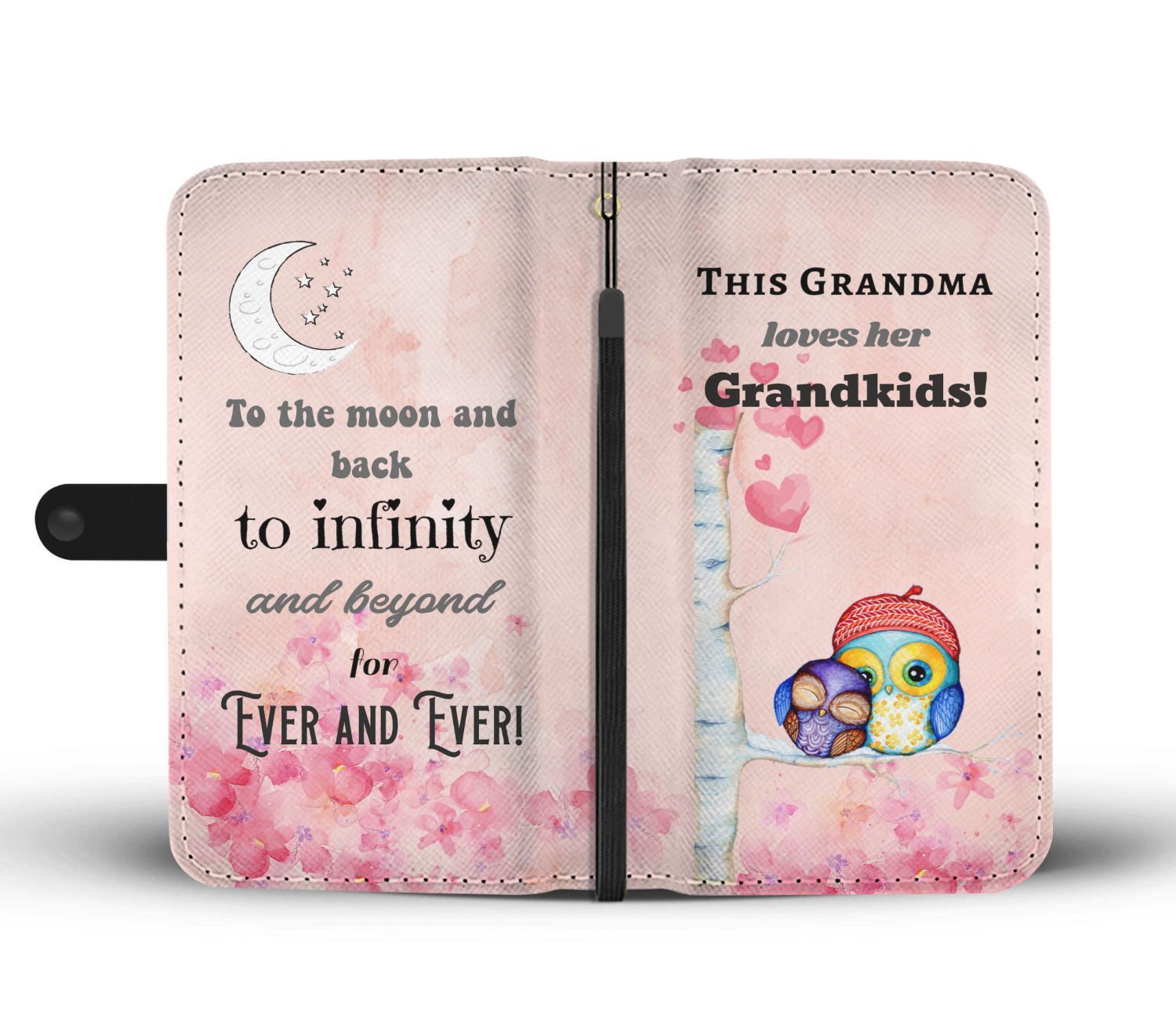 Grandma Wallet Phone Case for All iPhone Galaxy Moon and Owl Lovers Gift for Mom