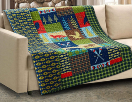 LAKE & LODGE Bold & Colorful Reversible Thin Soft Quilted Throw Blanket 50x60 in image 2