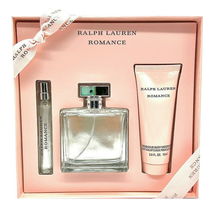 Ralph Lauren Romance Perfume 3.4 Oz Eau De Parfum Spray 3 Pcs Gift Set image 1