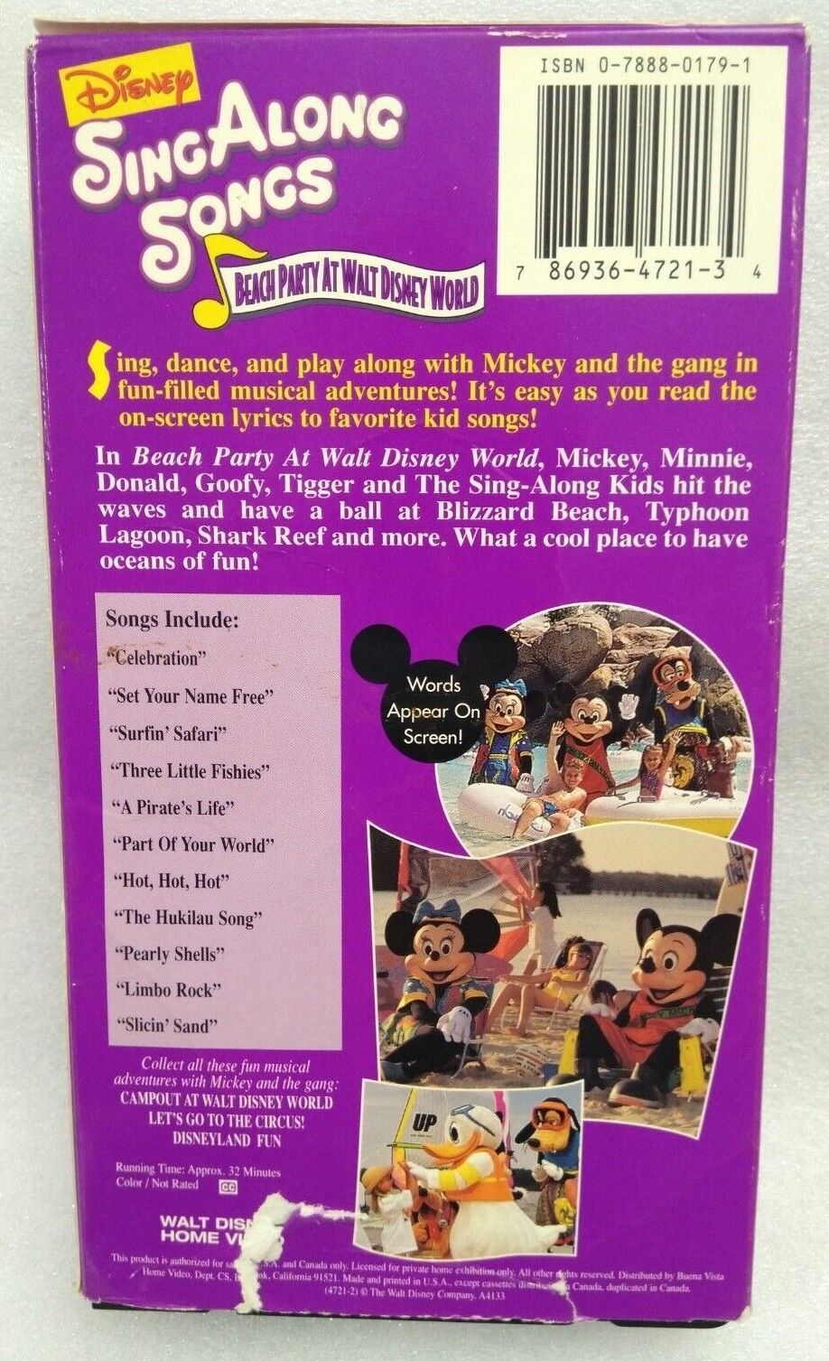 VHS Disneys Sing Along Songs Mickeys Fun Songs Beach Party at Walt ...
