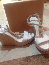 Michael Kors Espadrilles T Strap Rope Platform Sandals White size 11 Womens - $24.75