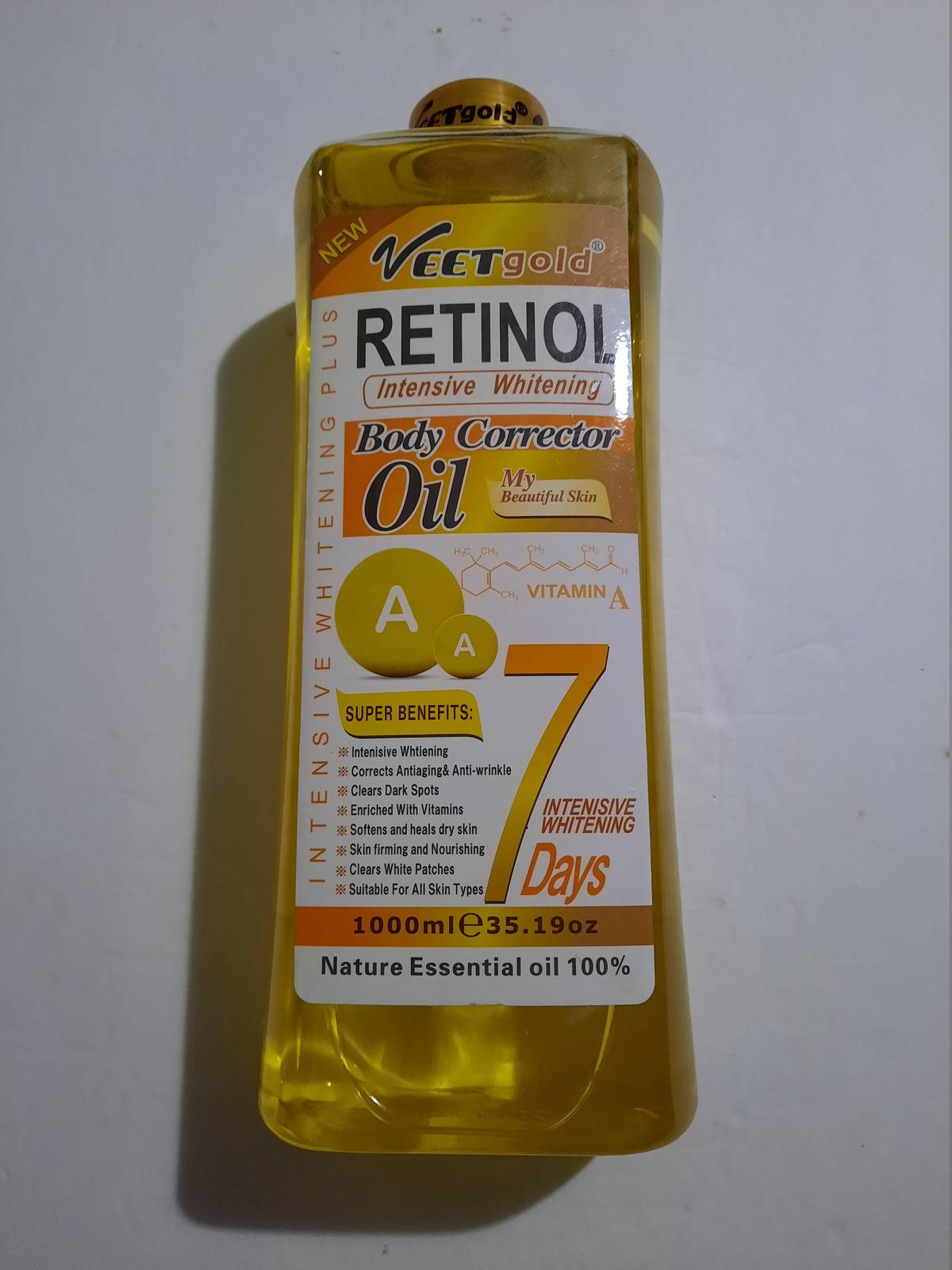 Veet gold Retinol intensive body whitening/ corrector oil.7days white