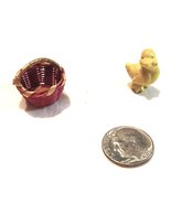 Vintage Miniature Yellow Chick or Duckling with Wicker Basket - $14.99
