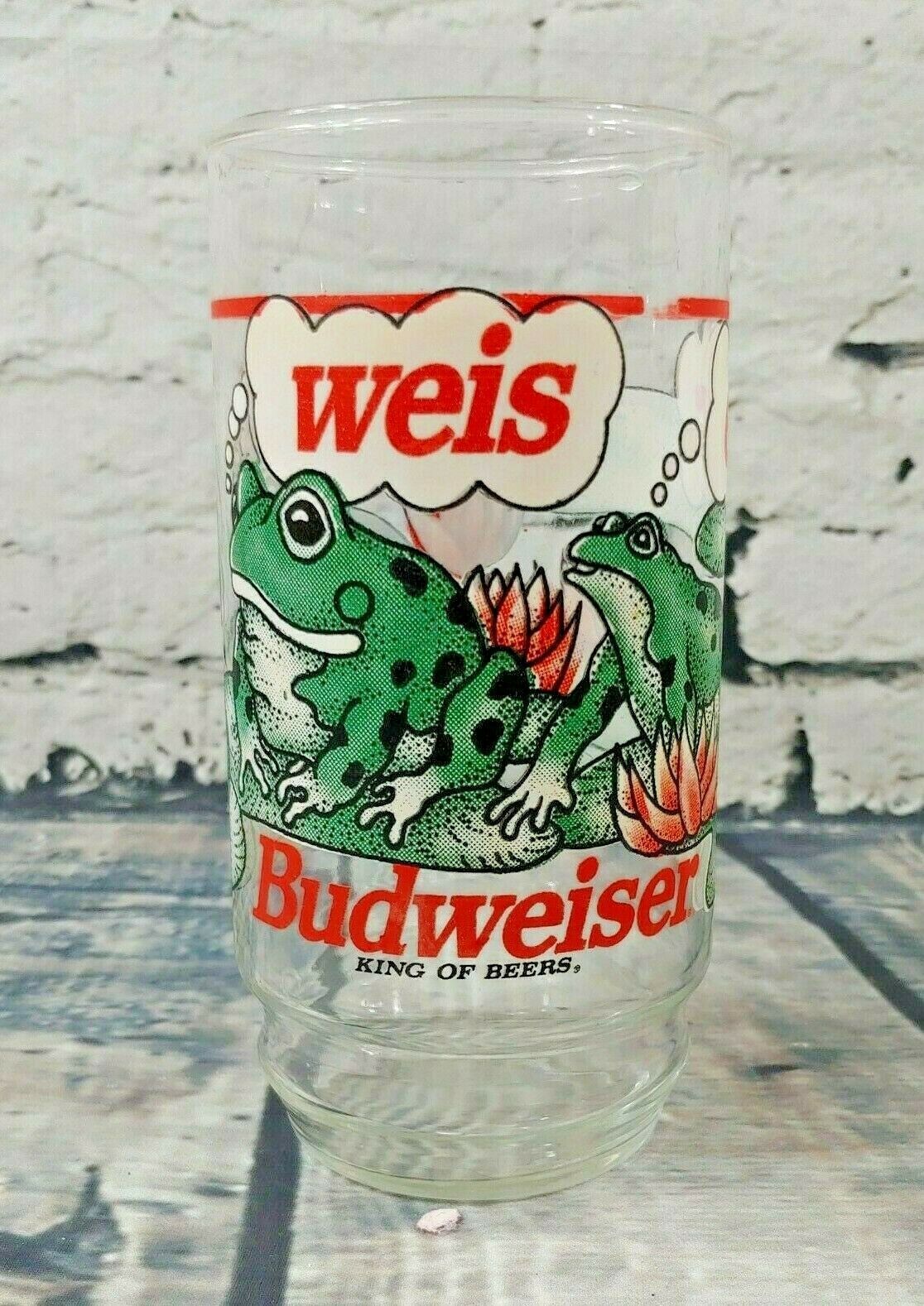Vintage Budweiser King Of Beers Glass Frogs 1995 Anheuser-Busch ☆Bud-Weis-Er☆ - £11.88 GBP