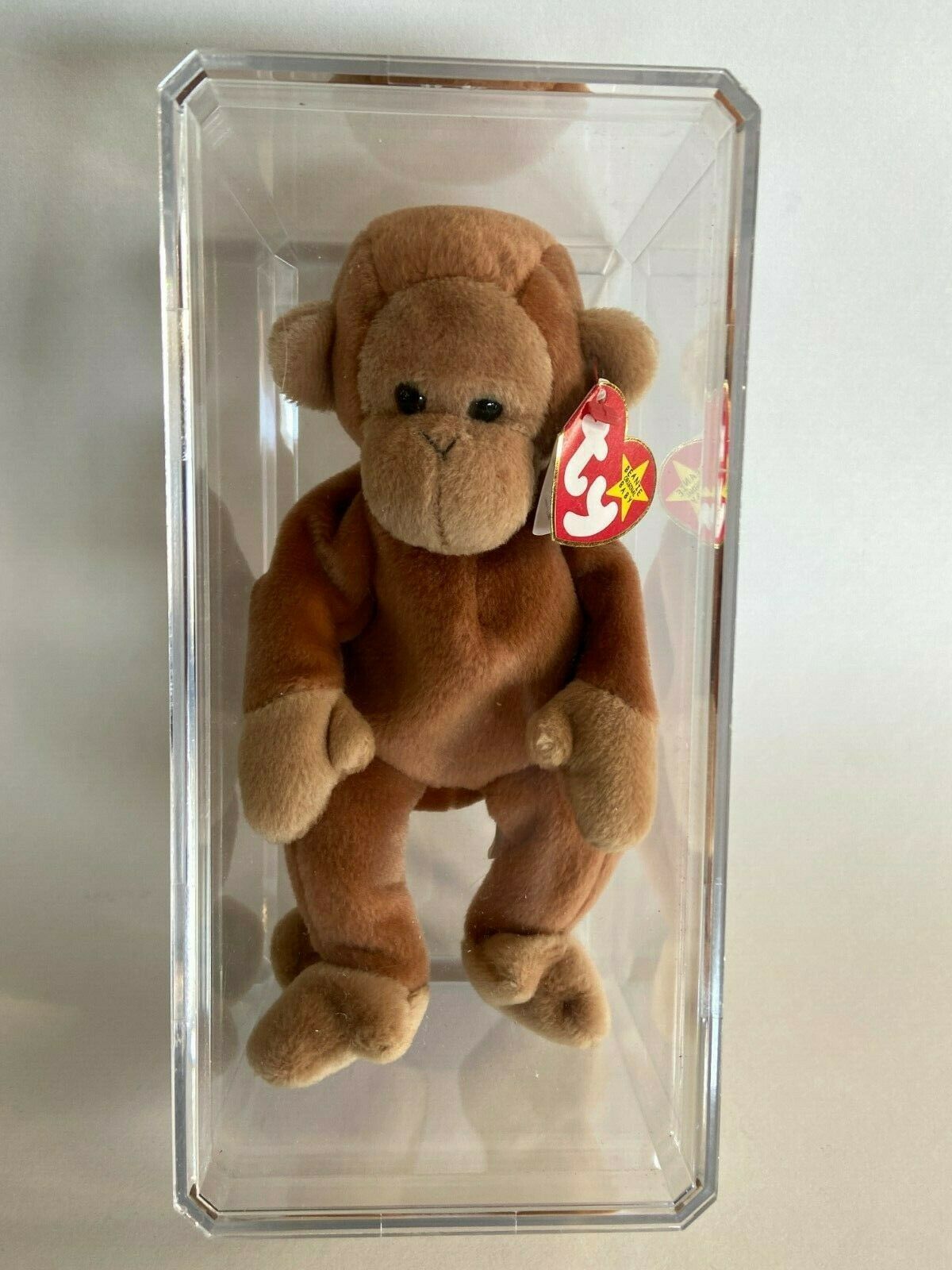 Ty Beanie Babies Bongo the Monkey, 1995, PE Pellets, In Case w/ Tag