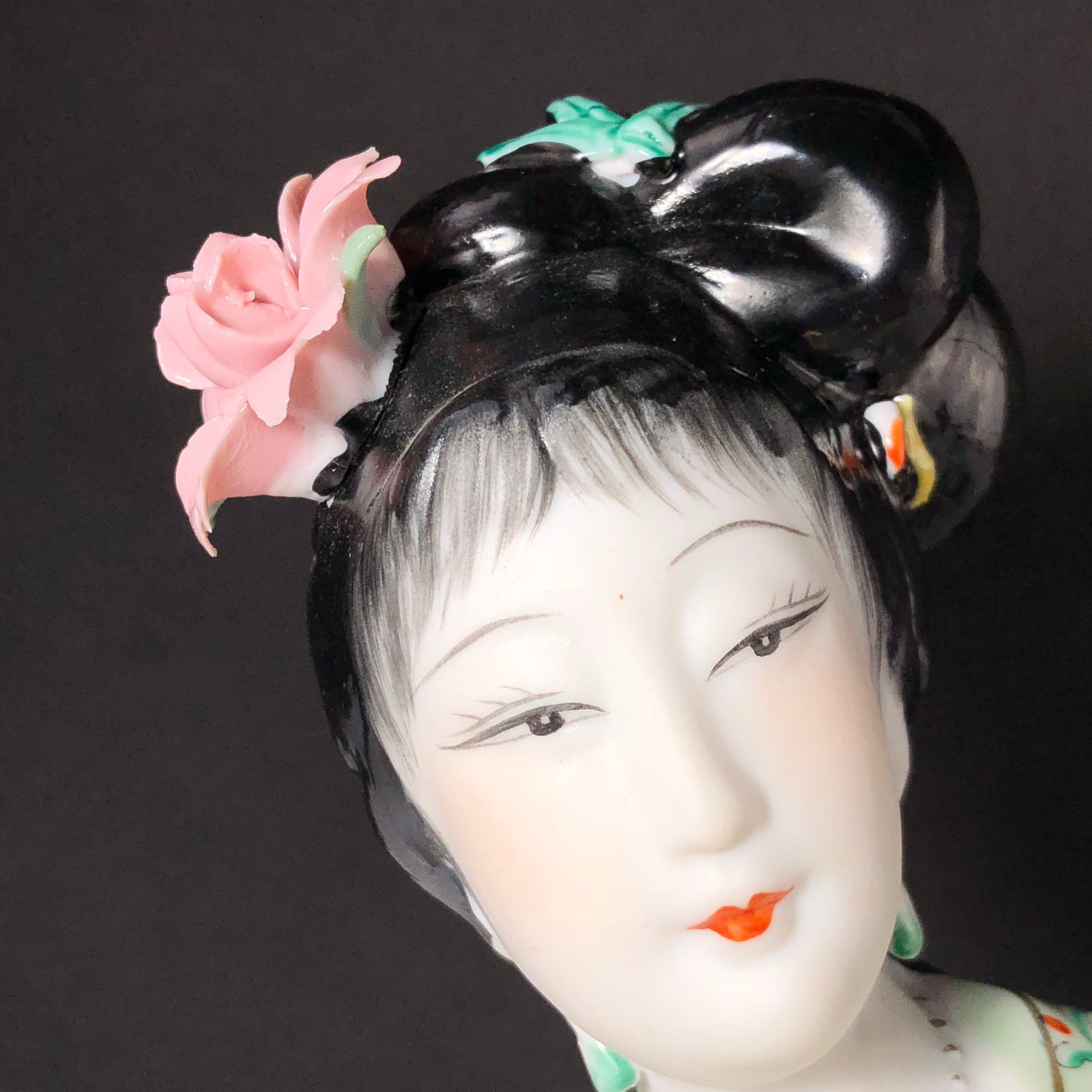 GEISHA PORCELAIN STATUE Asian sculpture figurine antique Japan jade