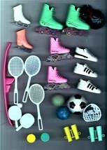 Doll Sporting Equipment Lot of 24 pieces & 10 Doll Sox - $7.90