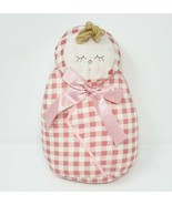 12 &quot;pier 1 imports pink &amp; white plaid baby doll stuffed animal soft toy - $54.82