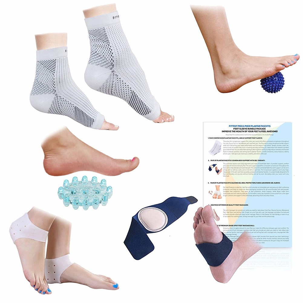 Plantar Fasciitis Foot Or Ankle Compression Socks Sleeve (1 Pair), Silicone Heel