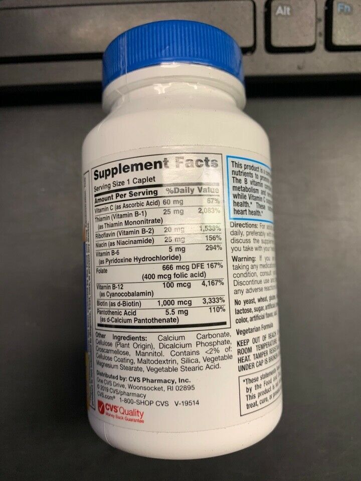 CVS Health Super B Complex with Vitamin C Immune Health B12 100 CT