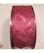 Hot pink with glitter sheer wired edge craft ribbon, 2&quot;x75 feet spool - $7.00