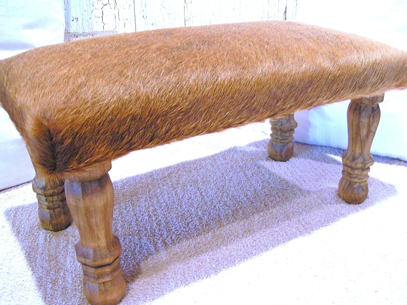 LARGE Cowhide Footstool Western Furniture Stool 0416 bz Ottomans, Footstools & Poufs