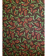 Christmas Fabric Berries Vine Brown Red Green Quilt Cotton 19 x 21 Fat Q... - $7.99