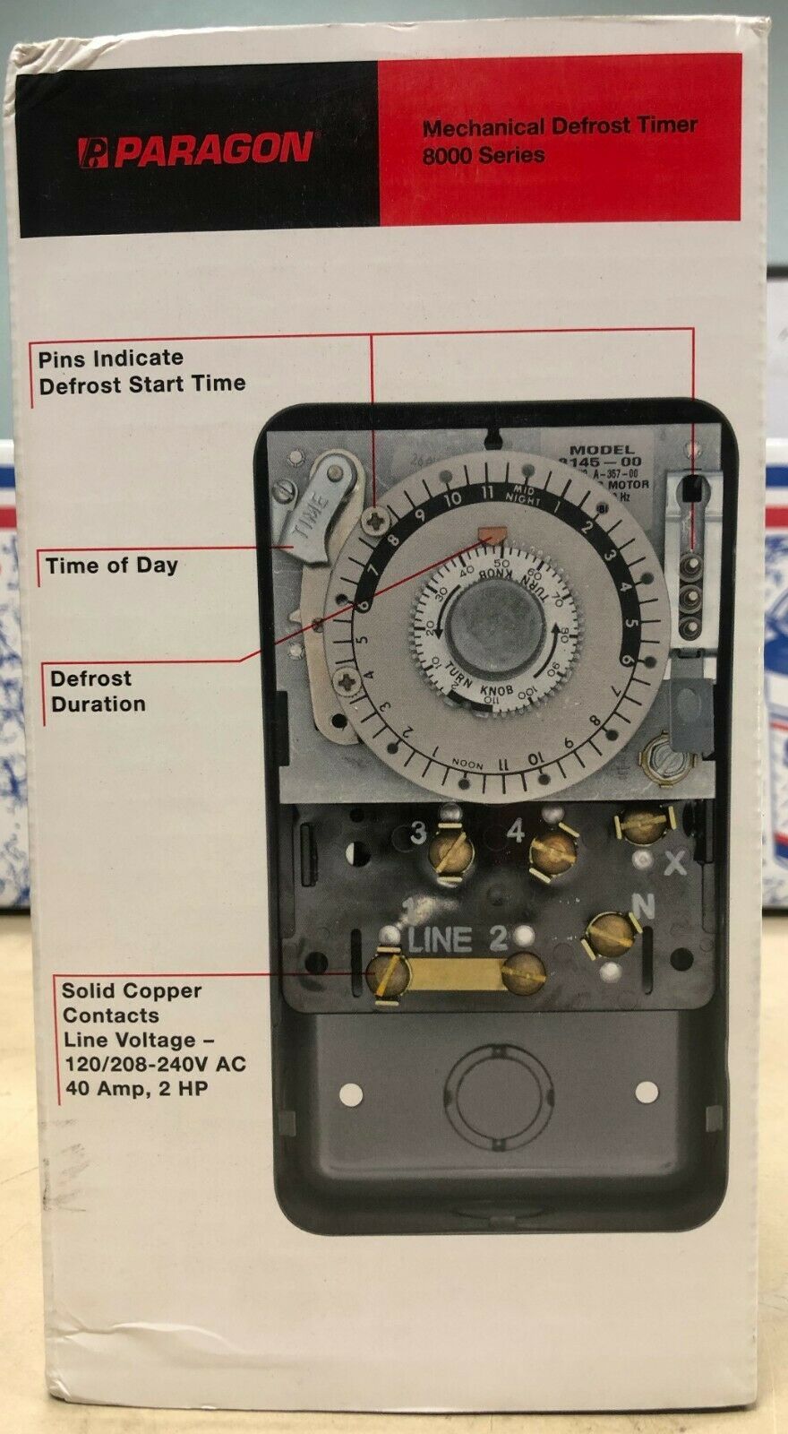 240 VOLT COMMERCIAL REFRIGERATION DEFROST TIME CLOCK PARAGON MODEL 8145