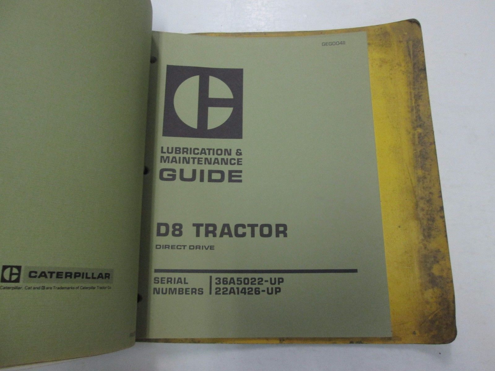 ... Caterpillar D3 D8 Tractor 5.75" Bore 6 CYL Service Manual BINDER STAINS ...