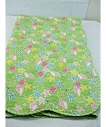 Vintage Twin Comforter 68&quot; x 86&quot;  Seashells Scalloped Edge Green Cotton ... - $29.65