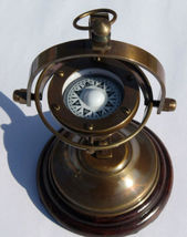 Vintage Brass Nautical Ship's Gimballed Compass Antique Reproduction Compass image 2