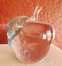 Art Glass Apple Figurine Paperweight Vintage engraved Jon &#39;75 - $33.61