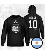 Argentina Messi Champions 3 Stars FIFA World Cup 2022 Black Hoodie  - $49.99+