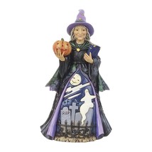 Jim Shore Witch With Pumpkin and Scene Heartwood Creek Halloween Collectible
