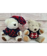 Hugfun Plush Teddy Bears Stuffed Animals Lot of 2 Sweaters Hat 6&quot; - $24.24