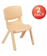 Durable 2 Pack Natural Plastic Stackable School Chair w/12&quot; Seat Height - $74.53