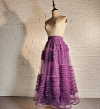 Plum Midi Tulle Skirt Holiday Outfit Romantic Tiered Tulle Skirt Plus Size image 2