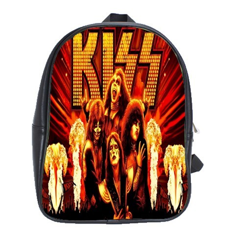 Backpack School Bag Kiss Band Face Red Fire American Hard Rock Group ...