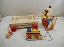 Dr. Doodle Pull Duck #132, PLAYSKOOL COL-O-ROL WAGON and Play-Pen-Rail T... - $24.49