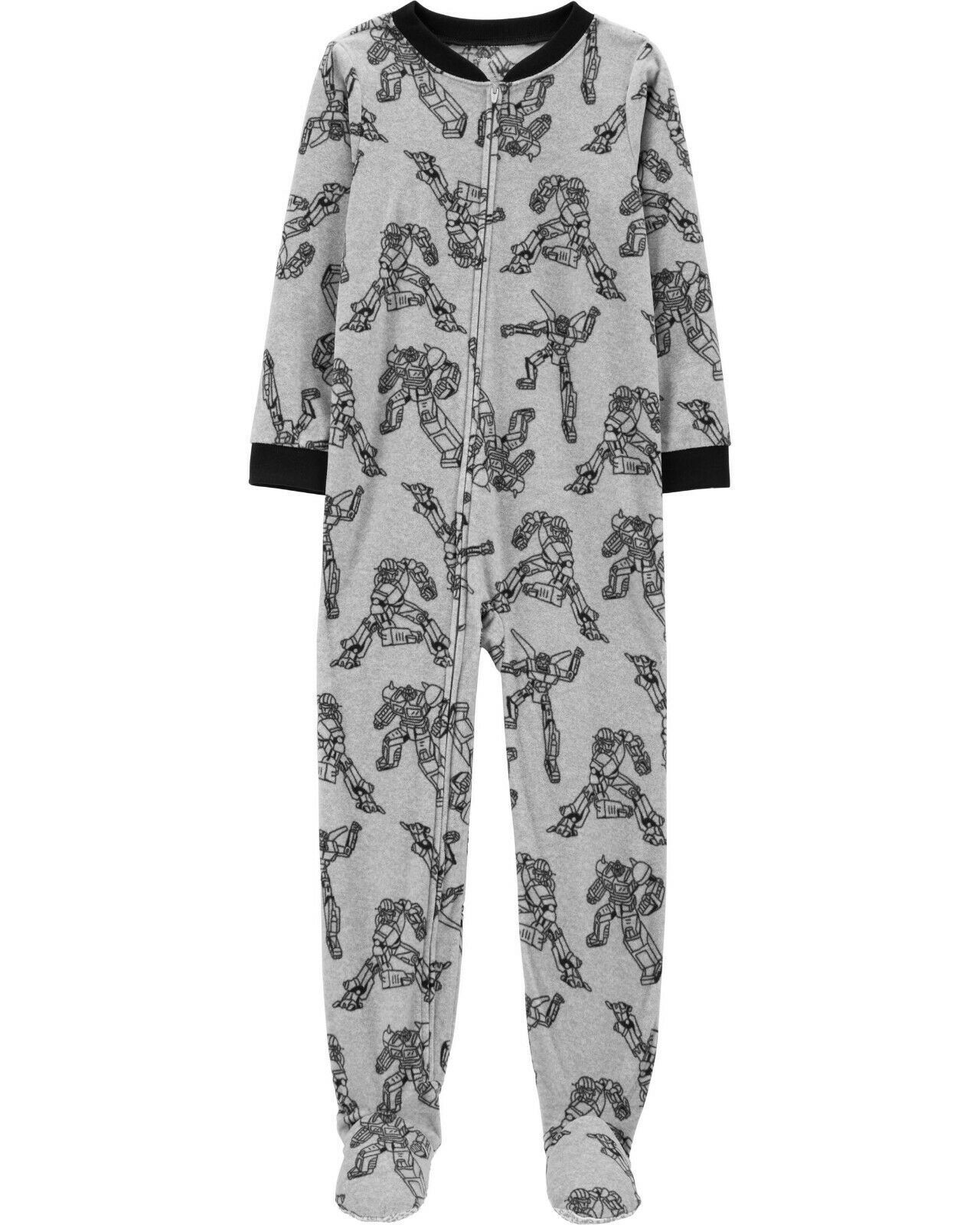 Carters Fleece Footed Pajama Blanket Sleeper Size 14 Gray Robot Machine