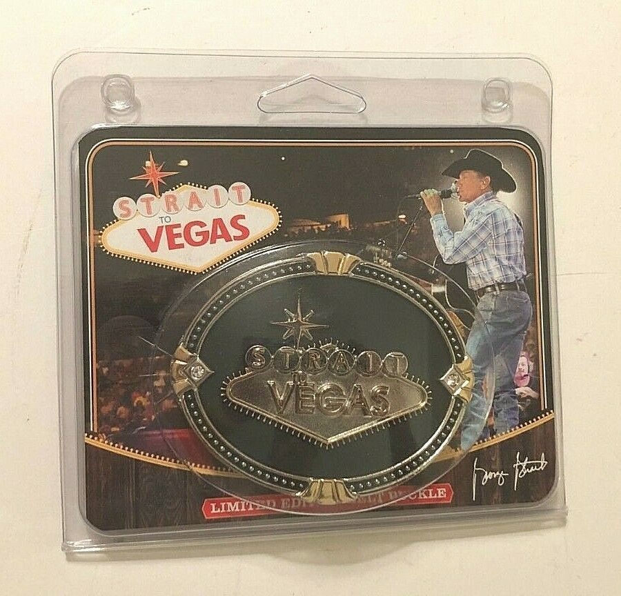 George Strait To Vegas Limited Edition Black Belt Buckle New