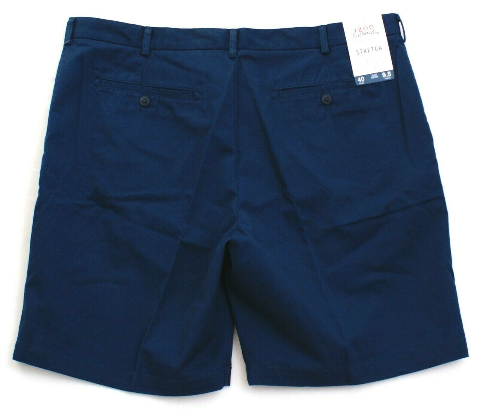 Izod Saltwater Blue Relaxed Classics Stretch Flat Front Shorts Men's ...