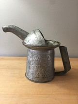 Vintage 50s Lawson Cinti Galvanized Tin Quart Oil Filler Can