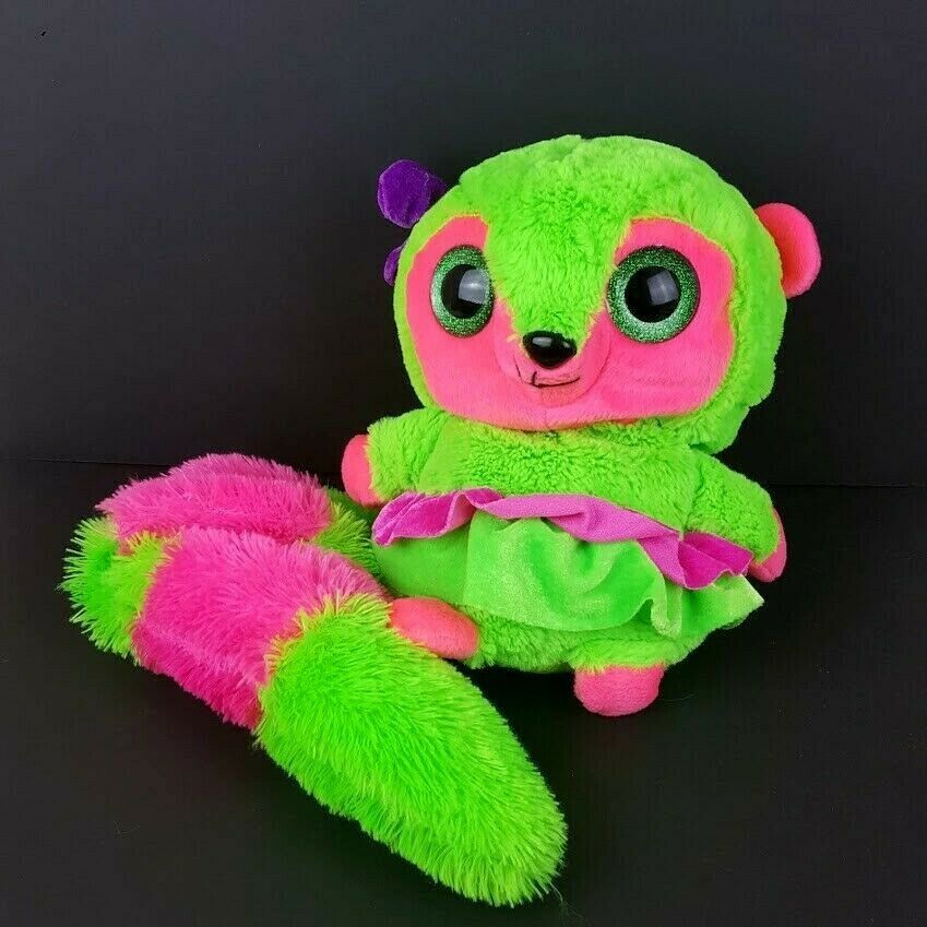 Ideal Toys Direct Plush Green Pink Lemur Stuffed Big Eyes Long Tail 13 ...